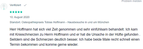 Sehr Positive Bewertung für Tobias Hoffmann von Patient auf Jameda