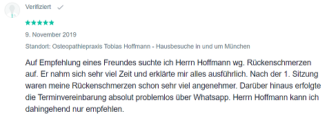 Positive Bewertung für Tobias Hoffmann von Patient