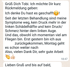 Ausführliche positive Rückmeldung eines Patienten an Tobias Hoffmann