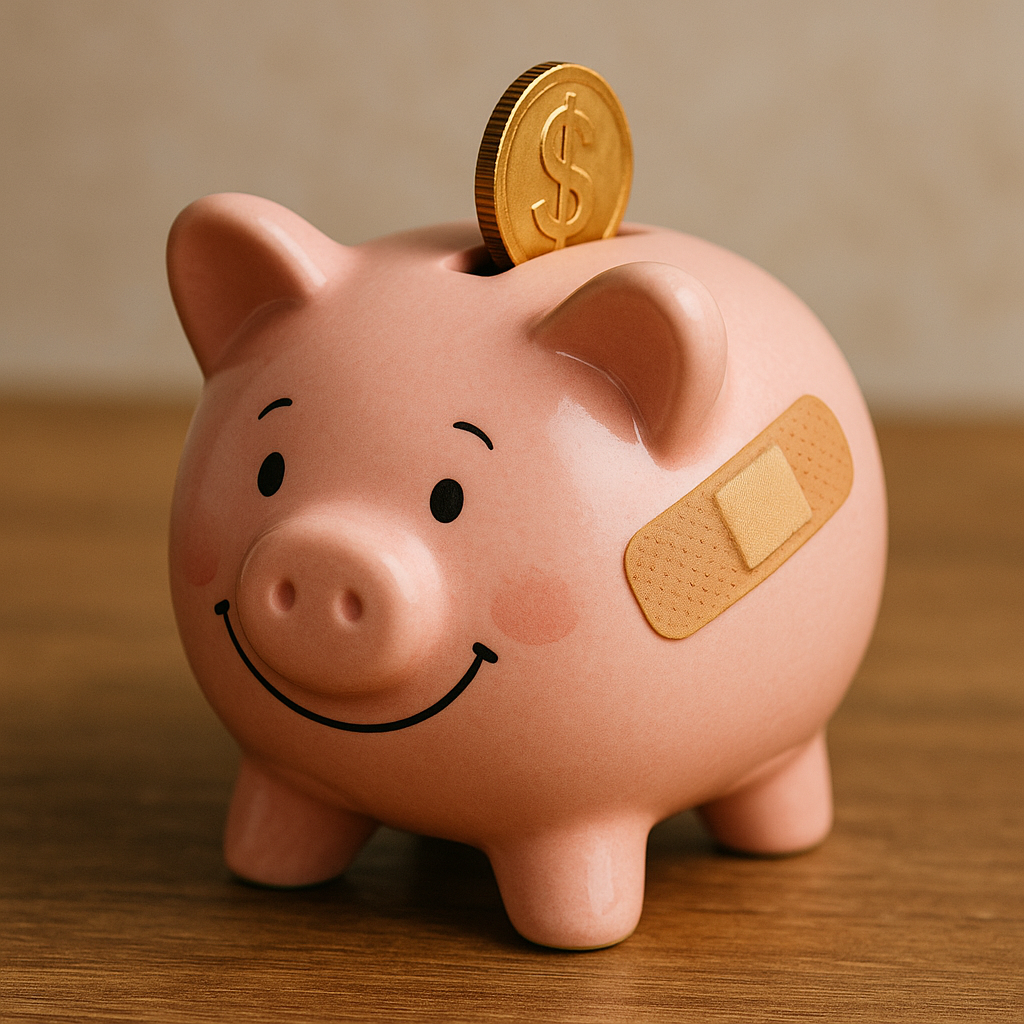 Sparschwein mit Pflaster symbolisiert Kosten Osteopathie Krankenkasse